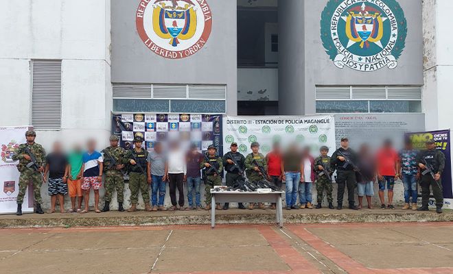 13 capturados presuntos integrantes del frente Erlin Pino Duarte de las A.G.C en Bolívar. 13 capturados presuntos integrantes del frente Erlin Pino Duarte de las A.G.C en Bolívar.