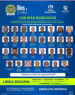 Policía Nacional dio a conocer el cartel de los más buscados en Buenaventura Cartel de los más buscados