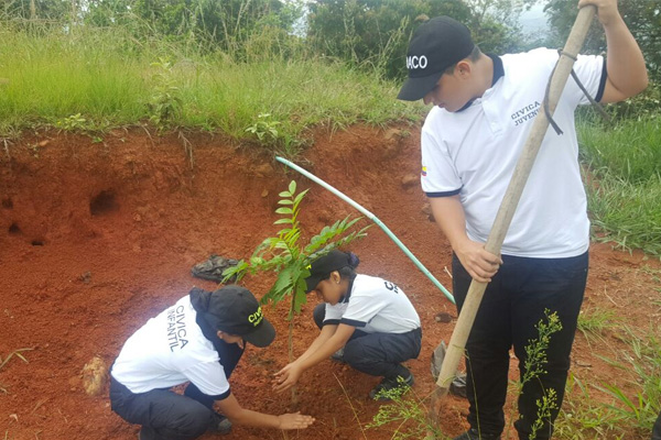 La estación de Policía el Lido participa apoyando al sostenimiento ambiental del sector.