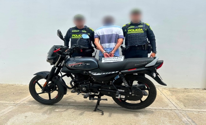 Recuperada motocicleta hurtada y capturada una persona por receptación en Cereté