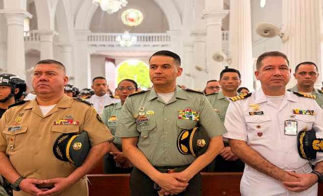 Policía Metropolitana de Montería participó en eucaristía por los 216 años de la Independencia de Colombia