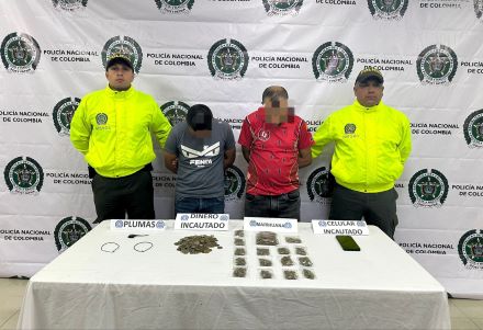 captura dos personas por tráfico de estupefacientes  Contra actividades delictivas de hurto y microtráfico