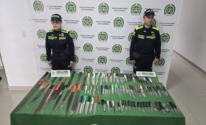 Fueron incautadas más de 120 armas corto punzantes Armas blancas incautadas