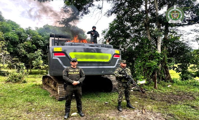 La Policía en Antioquia interviene minería ilegal en El Prodigio y destruye maquinaria valorada en más de $1.000 millones