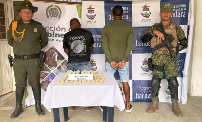 Dos policías, un funcionario de la armada y dos capturados