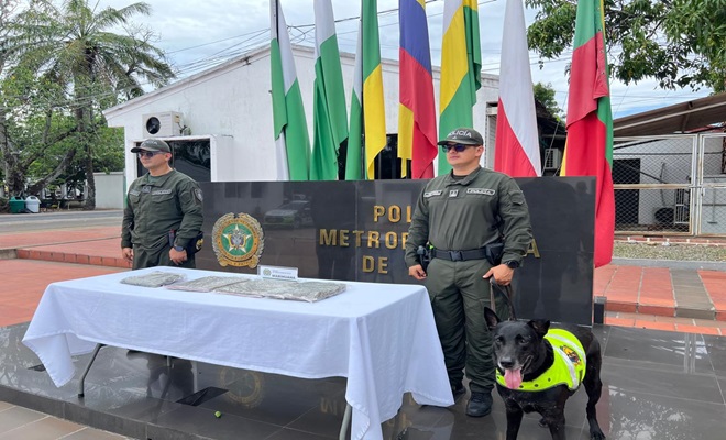 Policía Nacional presenta importantes resultados  Nuestro canino Orión logra el hallazgo de 1.900 gramos de marihuana.