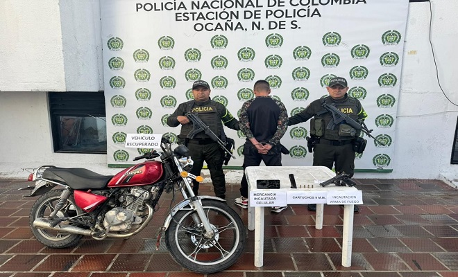 En la vía Ocaña - Convención, fue capturado un joven de 21 años, quien conducía una motocicleta sin placas  En la vía Ocaña - Convención, fue capturado un joven de 21 años, quien conducía una motocicleta sin placas
