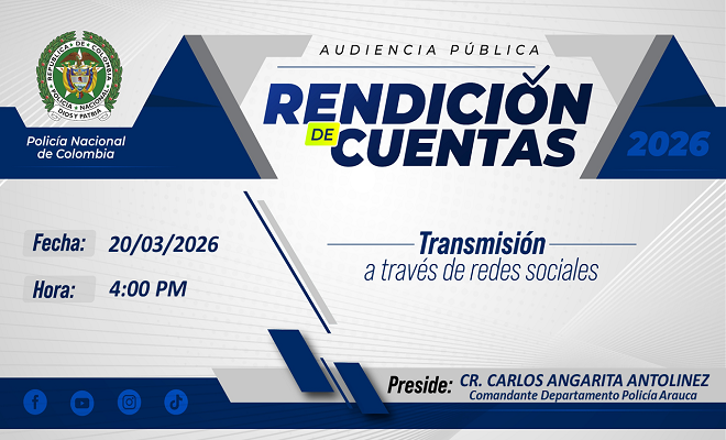 Banner invitaci&oacute;n a rendici&oacute;n de cuentas 20 de marzo de 2026, a partir de las 04:00 de la tarde Arauca