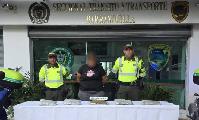 Avaluados en $1.500.000. La sustancia estaba envuelta en cinta transparente y adherida a su zona abdominal. En este procedimiento fue capturada una persona a quien se le hallaron cinco paquetes rectangulares con marihuana, con un peso aproximado de 2,5 kilogramos.