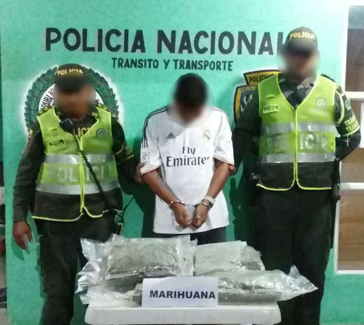 Capturado con 9 kilos de marihuana Capturado con 9 kilos de marihuana en bus intermunicipal