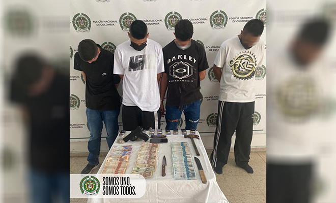 Capturados por hurto, dineros recuperado y elementos incautados