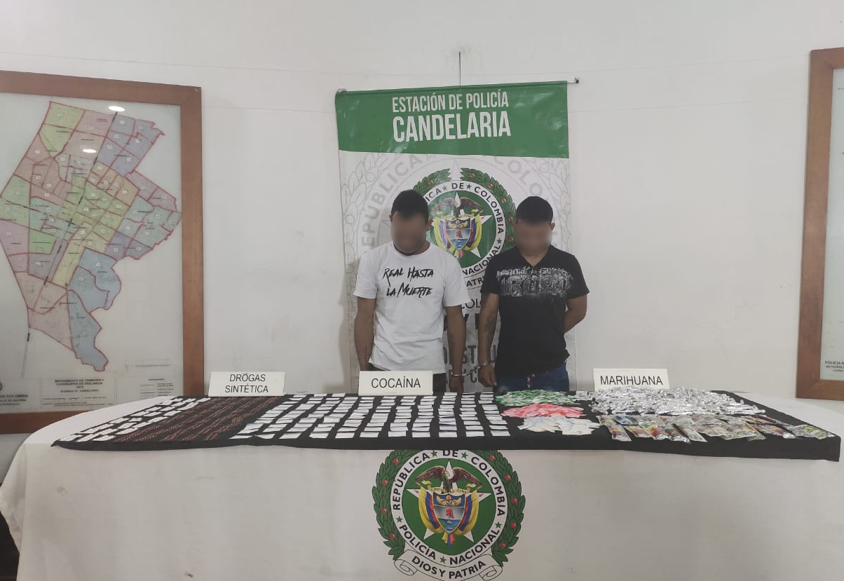 Dos personas capturadas con sustancias estupefacientes en Medellín