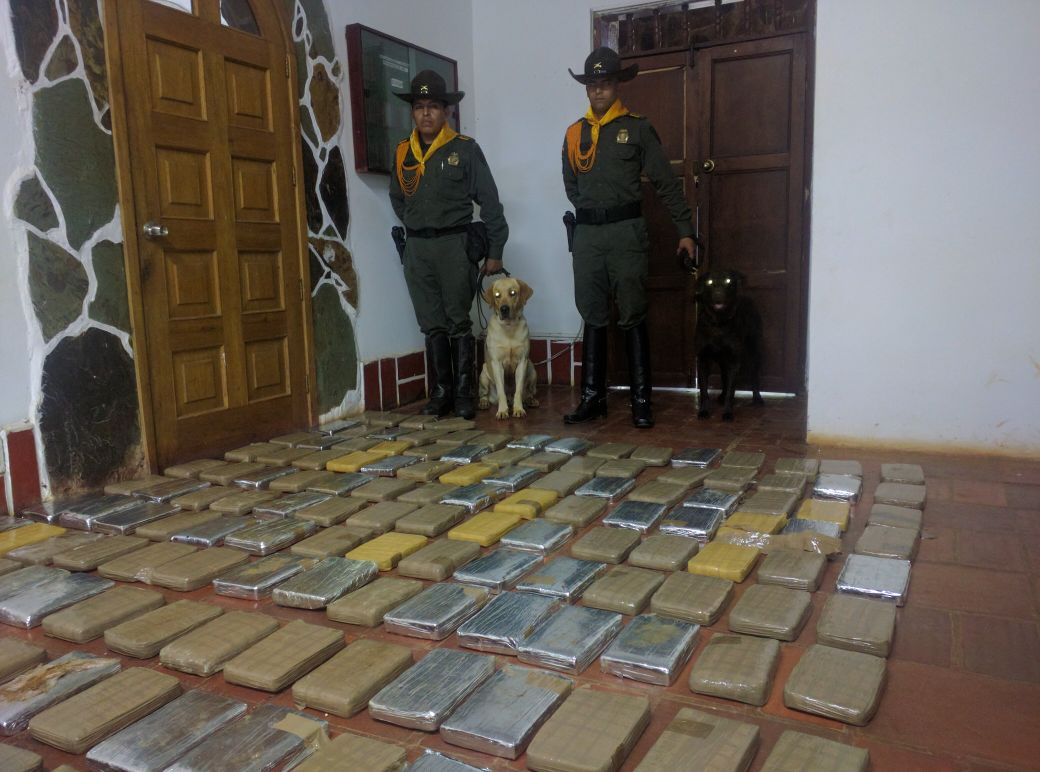 Controles realizados por guías caninos en empresas de mensajería 137.000 gramos que tendría como destino el departamento de Nariño