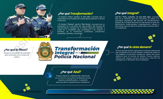 Continúa avanzando la puesta en marcha del plan integral de innovación transparencia y efectividad del servicio policial Banner informativo Policía Nacional