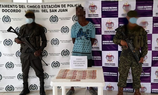 En Docordó Chocó lo capturamos en flagrancia por el delito de extorsión En Docordó Chocó lo capturamos en flagrancia por el delito de extorsión