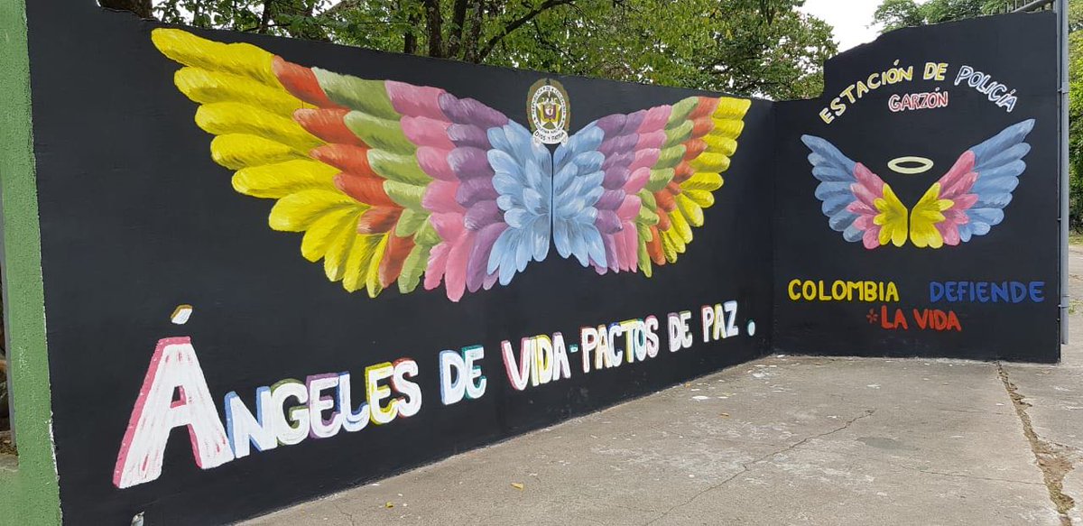 Mural de inauguración en Garzón  mural_ángeles_de_vida_pactos_de_paz_Policía_Huila_Garzón