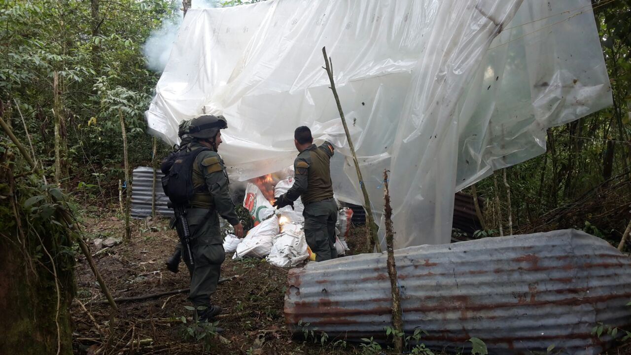 Destrucción de los centros de acopio. Golpe-al-tráfico-de-estupefacientes-en-el Departamento-del -Meta