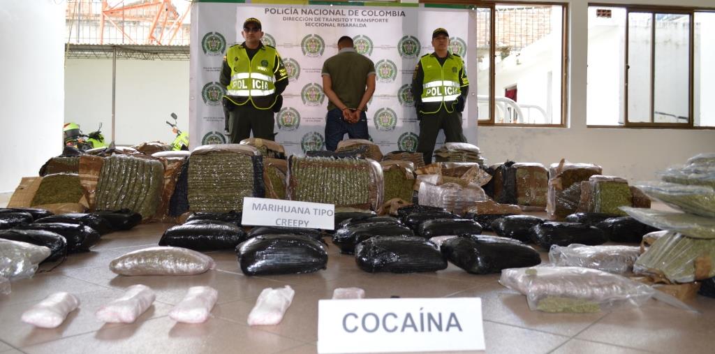 un capturado dejó el procedimiento policial  La droga provenía del Departamento del Cauca