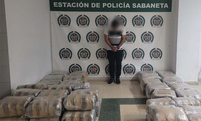 Incautados 392 kilogramos de marihuana en Sabaneta Antioquia