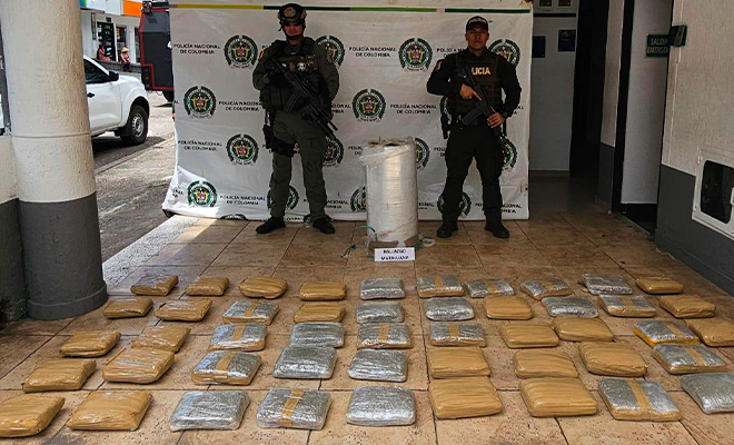 Policía incauta cerca de 68 kilogramos de marihuana en el terminal de transporte de El Bordo En un bus de servicio público fue hallado un cargamento de drogas