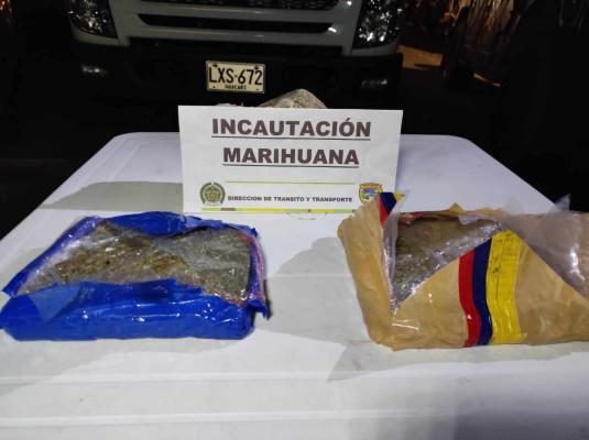 Paquetes de marihuana prensados Marihuana presentada a la opinión pública
