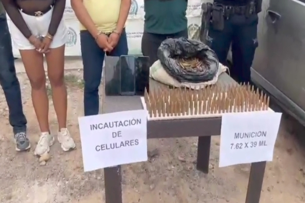 munición incautada y celulares