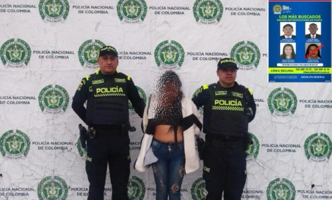 La ciudadana figura en el cartel de “los más buscados"  la mujer estaba en el cartel de las más buscadas en Pasto, fue capturada