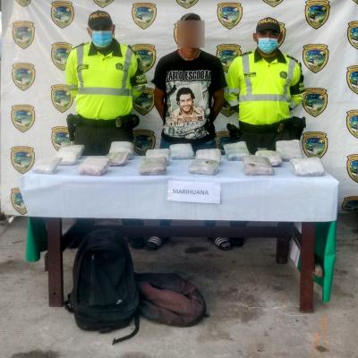 La Seccional de Tránsito y Transporte  capturó a un hombre con marihuana Capturado por porte de estupefacientes