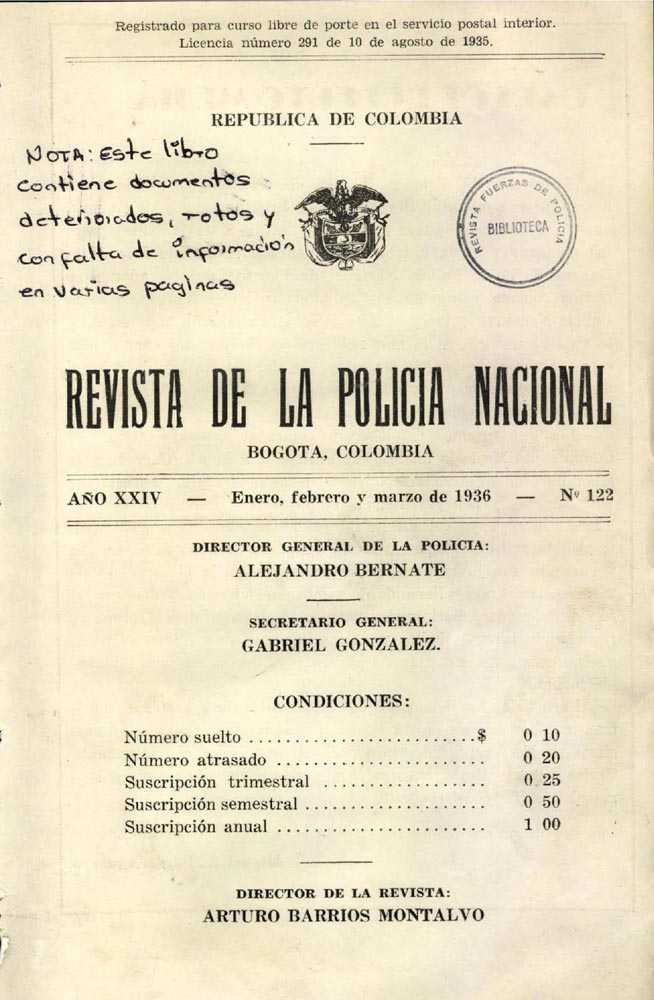 Portada de la Revista de la Polic&iacute;a