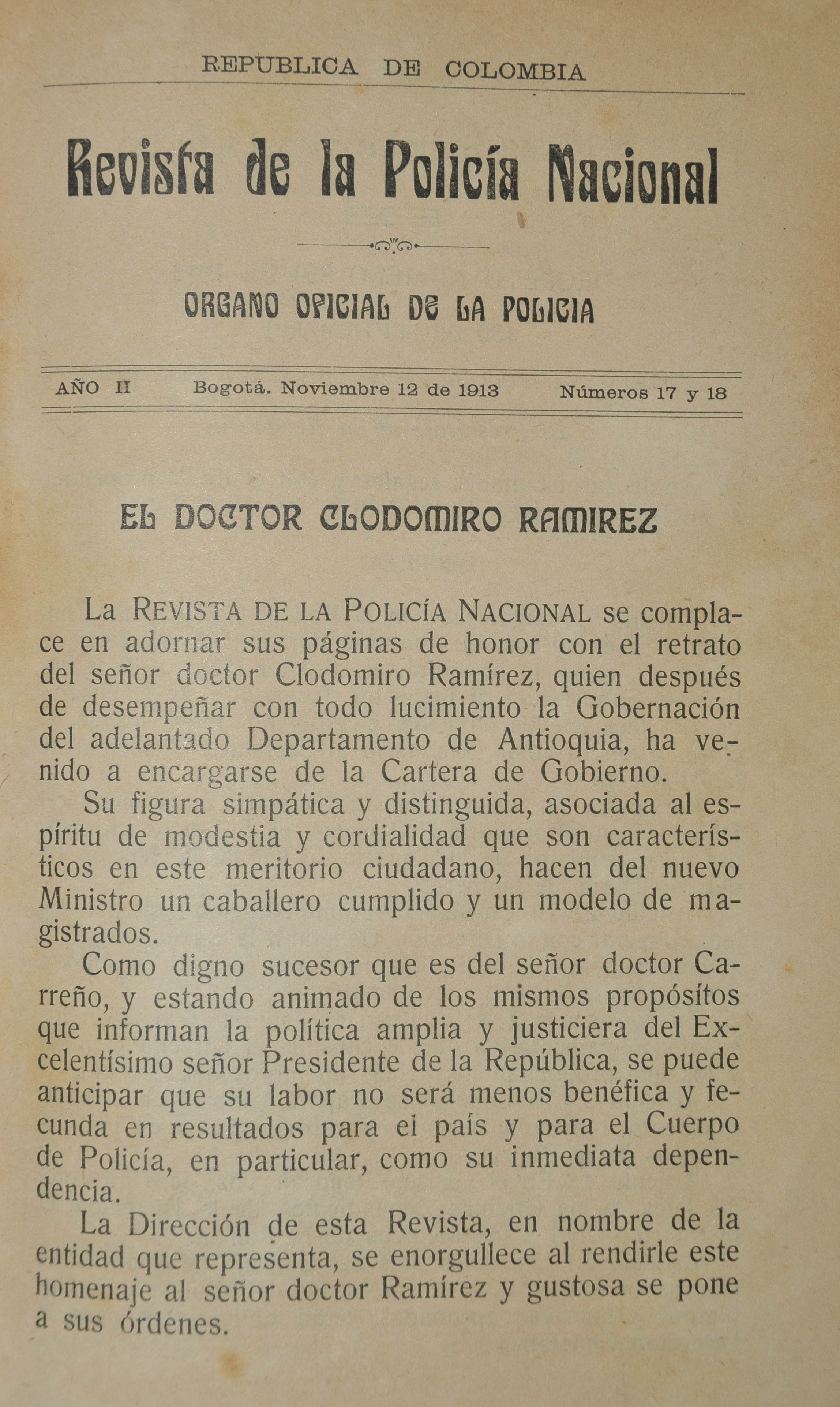 Revista Polic&iacute;a Nacional edici&oacute;n Nro. 17 y 18 Primera &eacute;poca