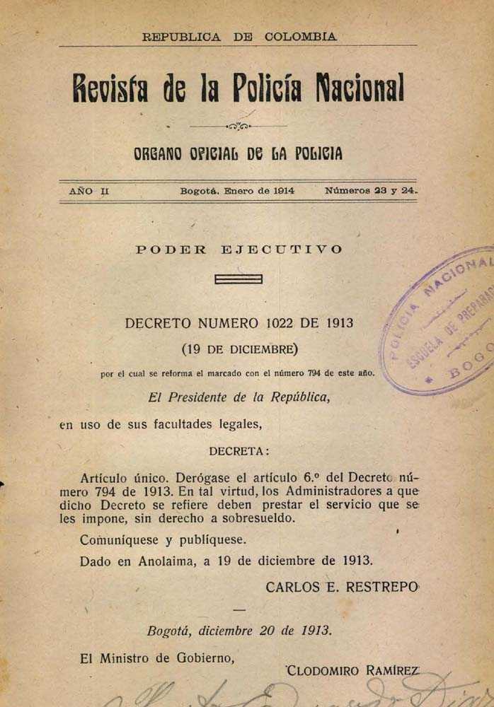 Revista Polic&iacute;a Nacional edici&oacute;n Nro. 23 y 24 Primera &eacute;poca