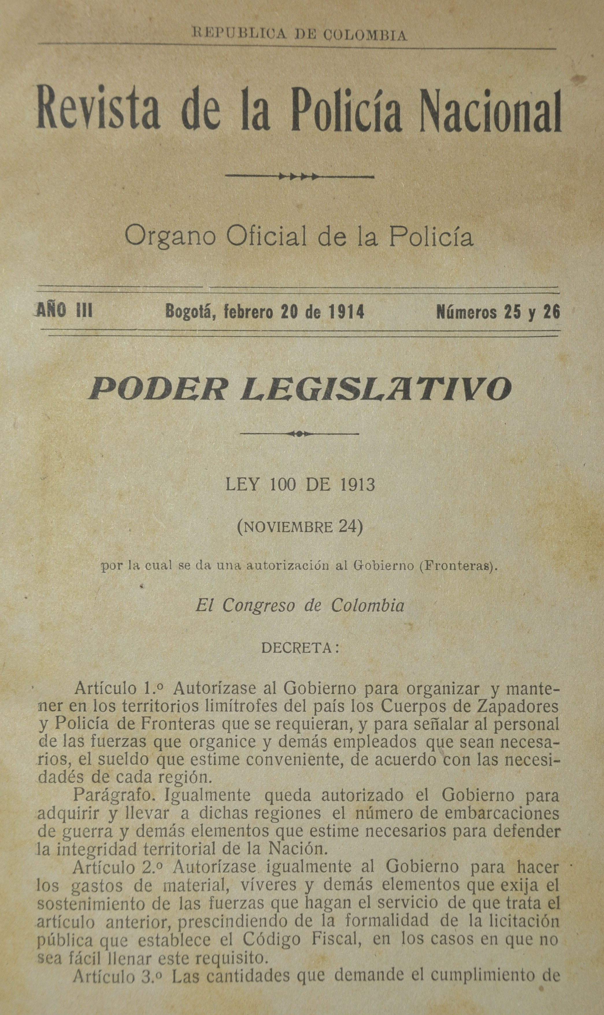 Revista Polic&iacute;a Nacional edici&oacute;n Nro. 25 y 26 Primera &eacute;poca