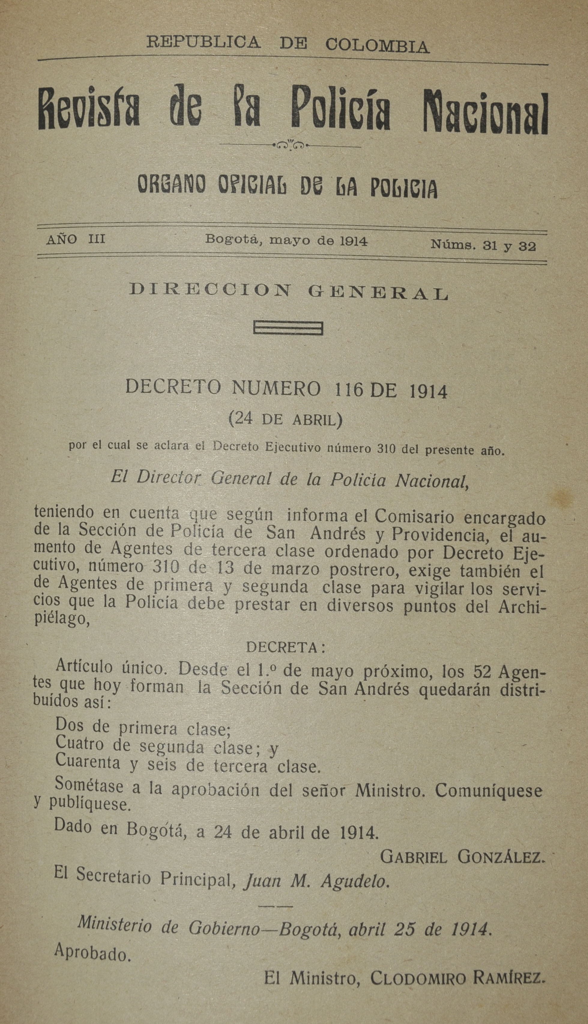 Revista Polic&iacute;a Nacional edici&oacute;n Nro. 31 y 32 Primera &eacute;poca