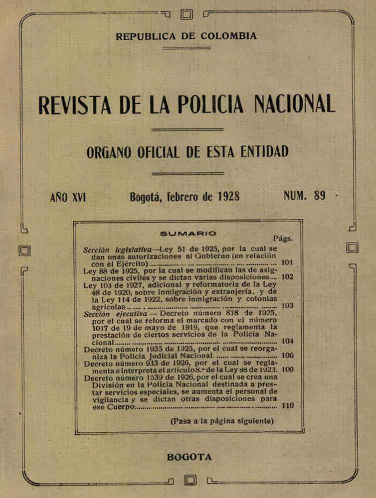 Portada de la Revista de la Polic&iacute;a
