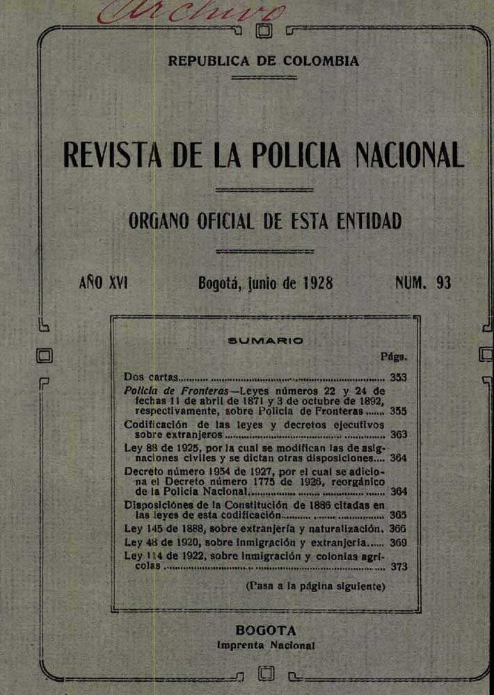 Portada de la Revista de la Polic&iacute;a