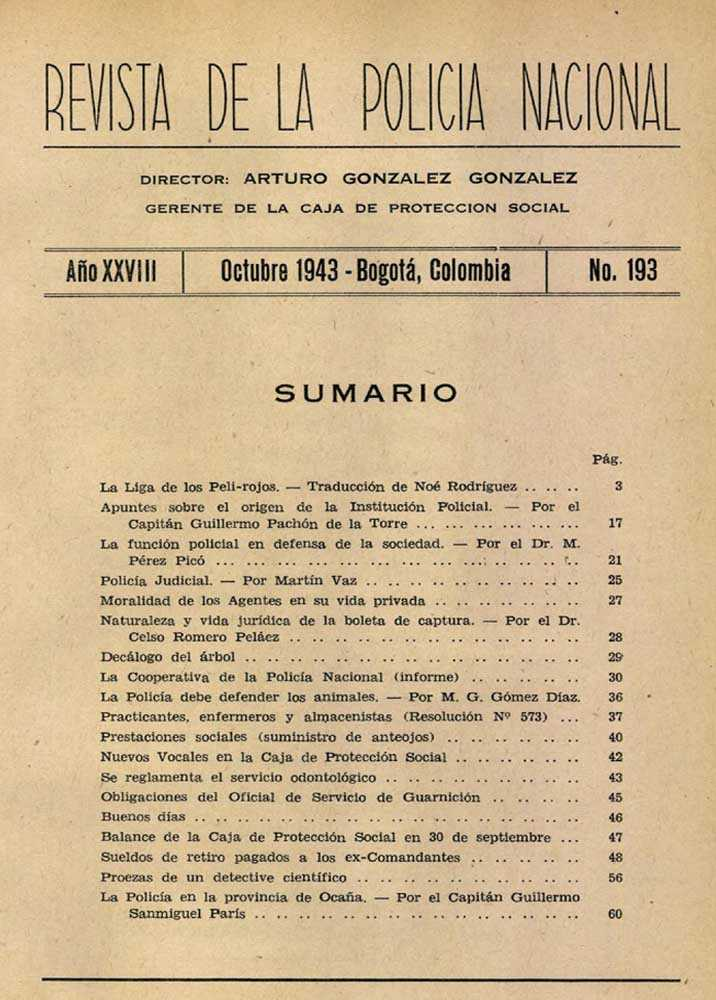 Portada de la Revista de la Polic&iacute;a