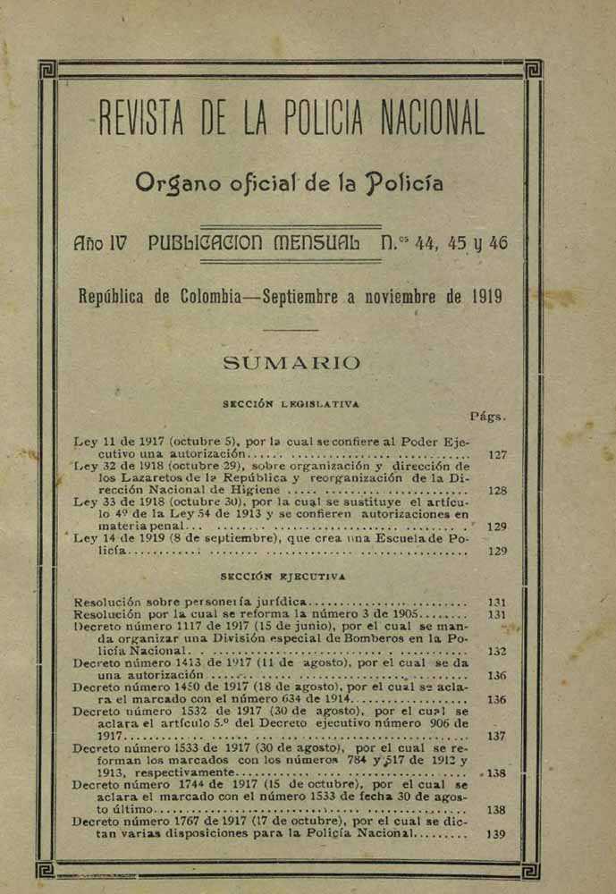 Portada de la Revista de la Polic&iacute;a