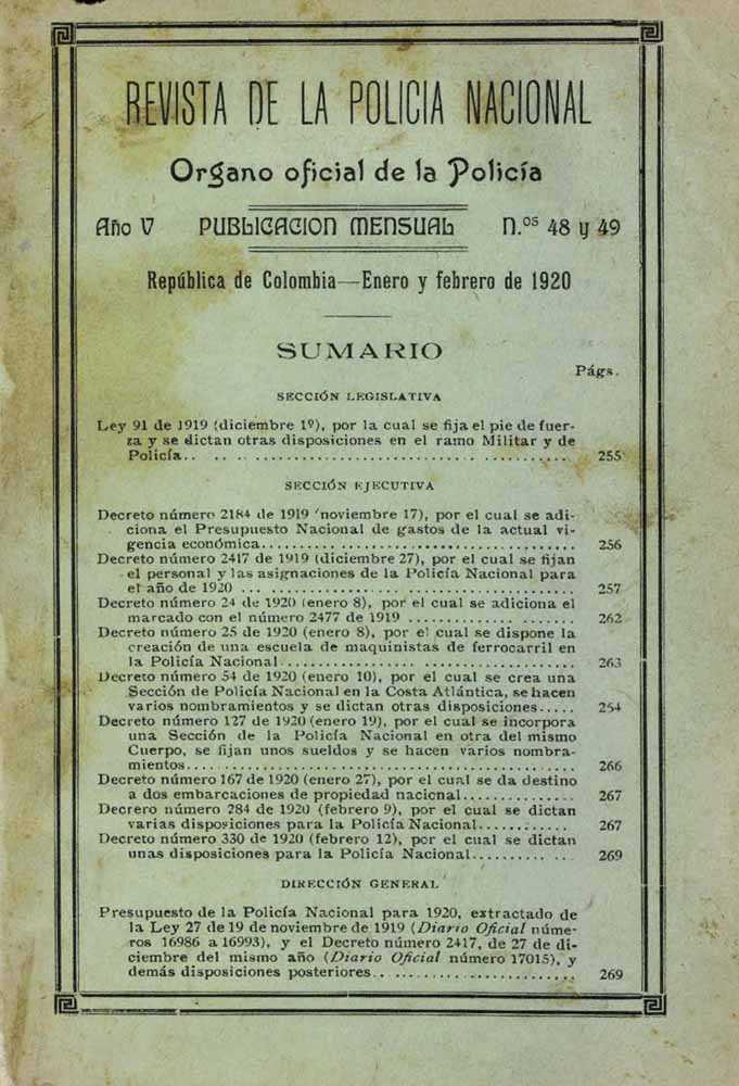 Portada de la Revista de la Polic&iacute;a