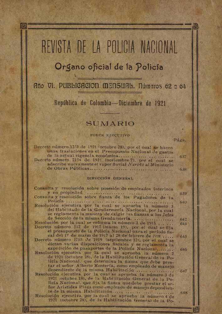 Portada de la Revista de la Polic&iacute;a