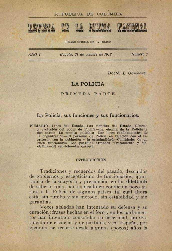 Portada de la Revista de la Polic&iacute;a