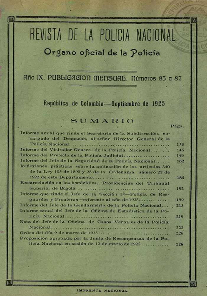 Portada de la Revista de la Polic&iacute;a