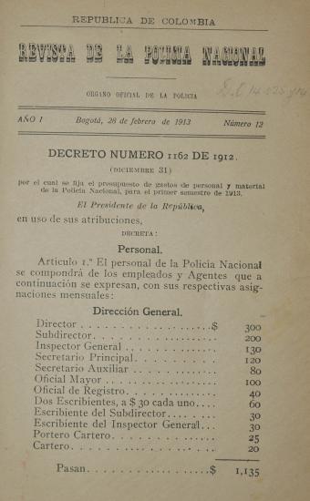 Revista Policía Nacional edición Nro. 12 Primera época