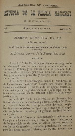 Revista Policía Nacional edición Nro. 5 Primera época