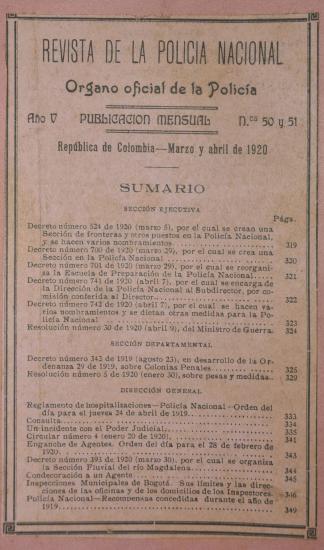 Revista Policía Nacional edición Nro. 50 y 51 Primera época