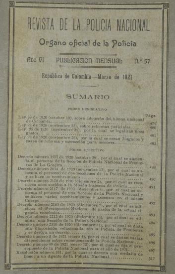 Revista Policía Nacional edición Nro. 57 Primera época