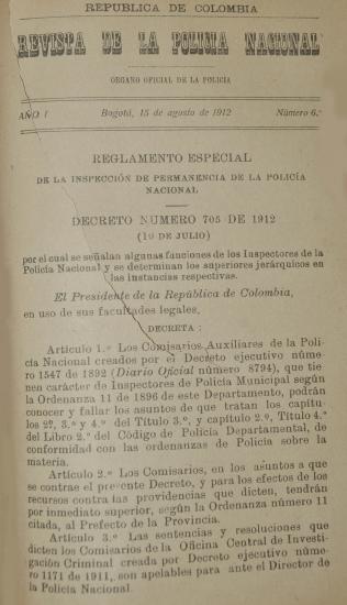 Revista Policía Nacional edición Nro. 6 Primera época