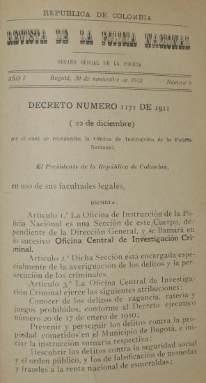 Revista Policía Nacional edición Nro. 9 Primera época