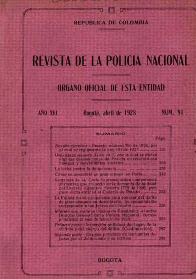 Portada de la Revista de la Policía