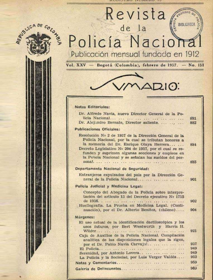 Portada de la Revista de la Policía